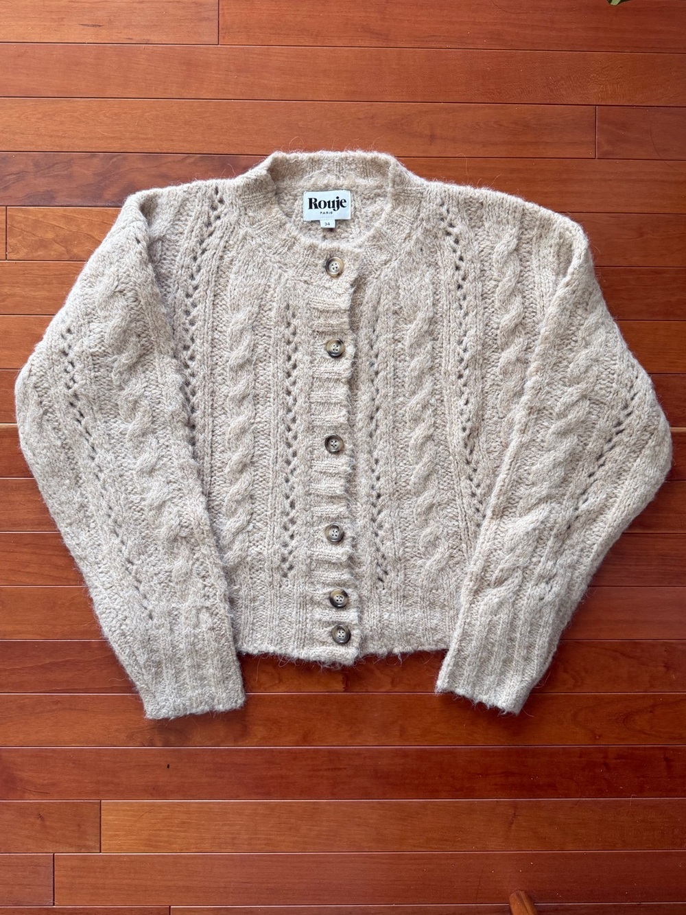 Rouje Beige Lino Cardigan